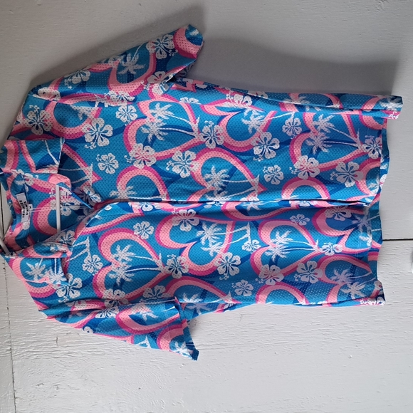 Frankie's Bikinis Hunter Mesh Button Up Shirt Tropic Love SZ S & M - Picture 2 of 11